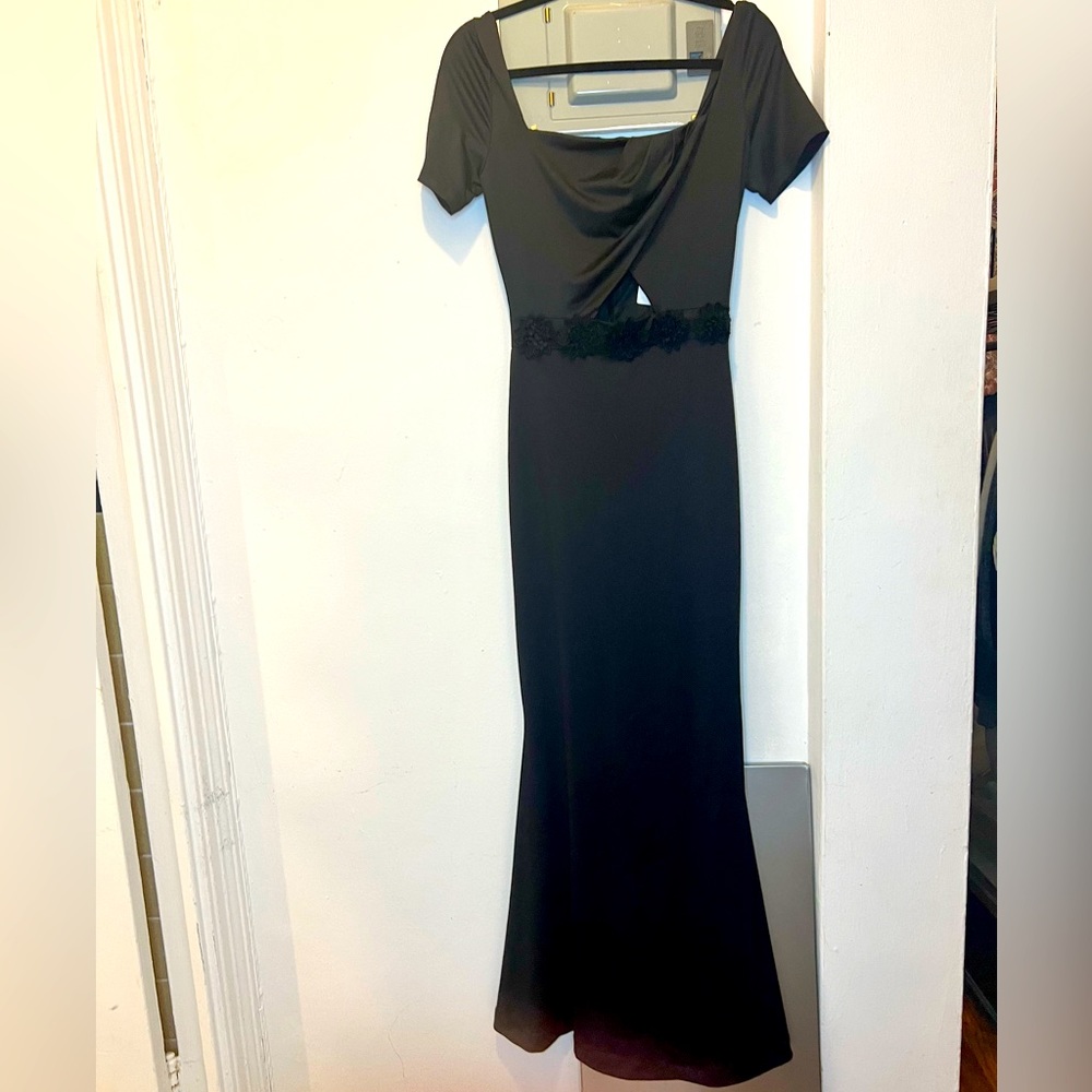 BEBE Long black gown NWT